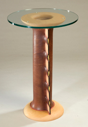 table, leather, wood