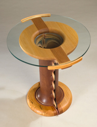 table, leather, wood
