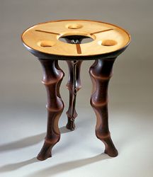 table, leather, wood
