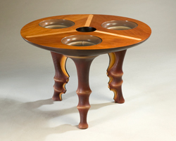 table, leather, wood