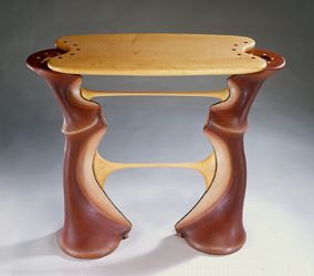 table, leather, wood